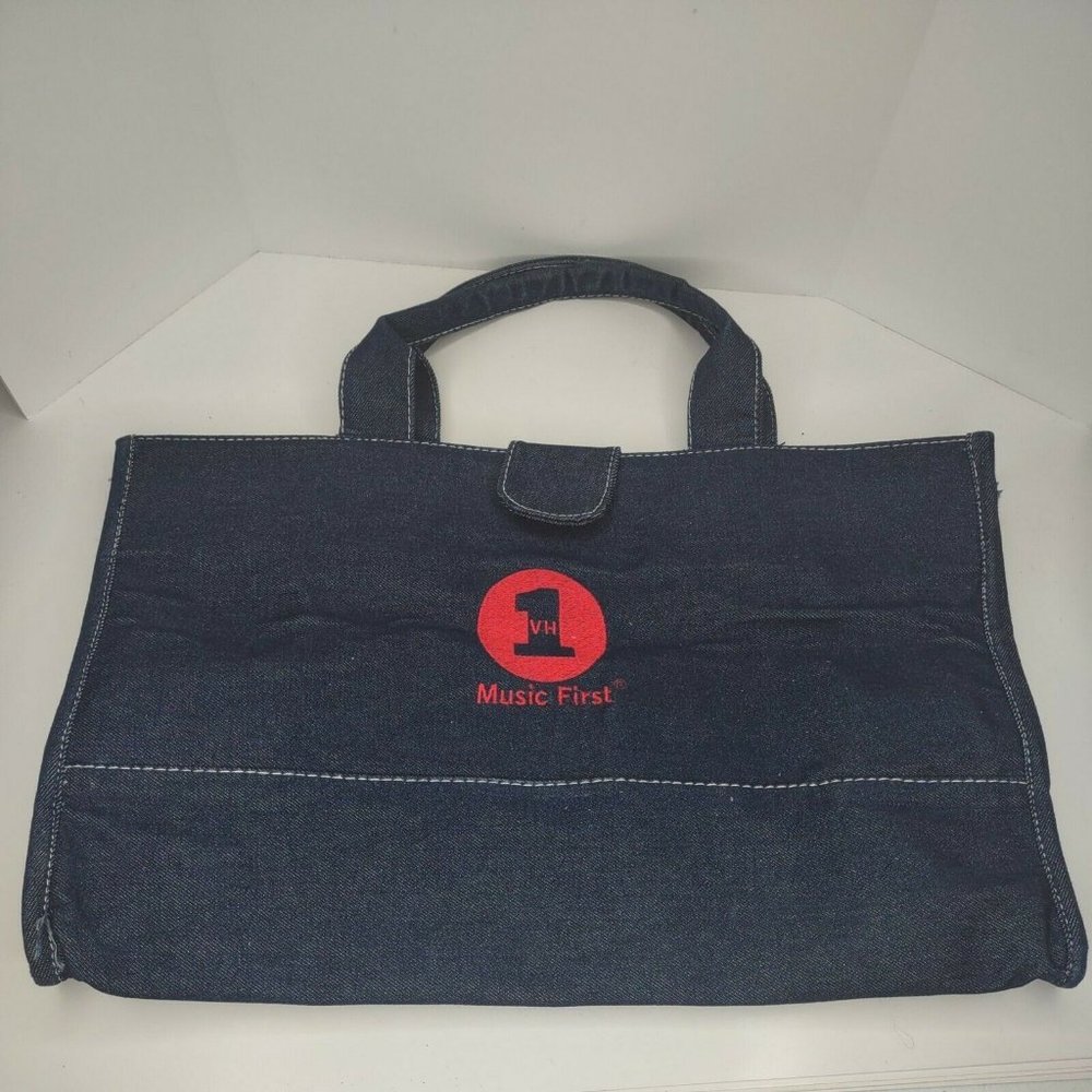 Vintage 1990s VH1 Music First Large Denim Tote Bag 18.5" x 12" B6